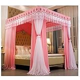 Luxuriöses FourPoster Himmelbett mit 360° staubdichten Vorhängen für King/Queen-Size-Schlafzimmer, elegantes europäisches Bodenlängen-Design in (1,5 m/1,8 m/2 m)