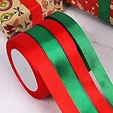 Schleifenband Weihnachten 100 Meters,funvce Rot/Grün Geschenkband zum Basteln Geschenk Verpackung,Satin Band Stoffband für Weihnachten Deko