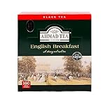 Ahmad Tea - English Breakfast - Schwarzer Frühstückstee - Assam & Ceylon Tee - Einzeln Verpackte, Aromaversiegelte Teebeutel mit 2g Tee pro Portion - 100 Teebeutel mit Band