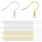 RCIDOS 200 Stück ohrhaken silber 925,ohrringe stecker,Ohrringe aus silber,Hypoallergene Ohrhaken,Für Schmuckherstellung,für die Herstellung von DIY Ohrringen Basteln (Gold Silber)