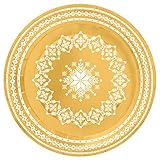 Biologisch abbaubare Einwegteller aus Karton 23 cm Durchmesser für Weihnachten, Goldfarben, Stickerei-Motiv, 6 Stück