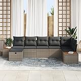 Vopese 7-teiliges Garten Sofa Set mit Kissen grau Poly Rattan Lounge Sofa Outdoor Model3359641