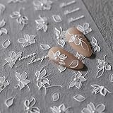 5D Geprägte Blume Nagelsticker Frühling Nail Sticker Blumen Nagelaufkleber Nagelfolie Selbstklebend Weiße Perle Blume Aufkleber Nägel Zubehör Floral Nageldesign White Pearl Flower Nail Art Stickers