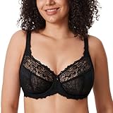 DELIMIRA Damen Minimizer BH Große Größen ohne Polster Vollschalen mit Spitze Schwarz 85D