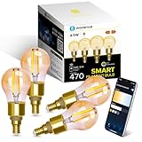 Aigostar Alexa Glühbirne E14, Smart LED Vintage Lampe, Smarte Glühbirne G45 Bernstein Globe, 4.5W 470LM, Warmweiß Dimmbar 2700K -6500K, Kompatibel mit Alexa und Google Home, 4 Stücke