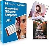 HAYATEC 100 Blatt Fotopapier A4 hochglänzend Tintenstrahldrucker 200g/m² Photopapier Fotokarten Photokarten Sofort Trocken Wasserfest Hochweiß