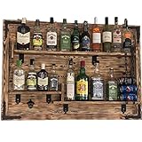 weeco Holzregal Hausbar zum Hängen - Handgemacht Rustikale Stil Wand Bar Flaschenregal Holz - Weinbar Regal Geschenk für männer - Hölzernes 3D-Bild Schnapsbar