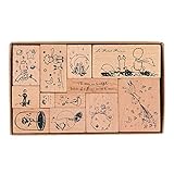 Hölzern Stempel Set, NogaMoga 12 Stück Stempel aus Holz mit Le Petit Prince Motive, Vintage-Stil Dekorative Stempel für die Herstellung von Karten, Kunsthandwerk, Geschenken und DIY Scrapbooking
