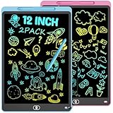 2 Pack LCD Schreibtafel Bunte, 12 Zoll Maltafel für Kinder & Erwachsene, Augenschutz Zeichentafel mit Sperr-& Lösch Tasten, Spielzeug & Geschenke, für Hause, Schule, Reisen - Blau & Rosa