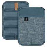 BONTHEE Topflappen Baumwolle Topfuntersetzer Groß Anti-rutsch Topflappen zum Kochen Backen Küchenzubehör - 2er Set - Blau