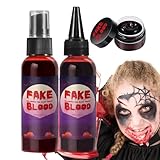 Halloween Professional SPECIALEFFECTS Make Up Kit, 160ml Fake Blood Spray for Halloween Make Up, Special Effect Fake Blood Splatter, Washable Stage Blood Paint, Vampire Make Up, Fake Blood Makeup Kit