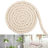 Baumwollkordel 20mm 4m, Makramee-Garnseil Tau Seil Cotton Rope Baumwollkordel Dickes Seil Weiß Seil Kordelband Vielseitig Baumwollseil Deko Seil für DIY Handwerk Dekoraion