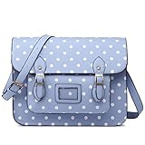 Miss Lulu Umhängetasche Vintage Schultertasche Messenger Bag Unisex Groß Mit Punkte (Blau)