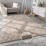 Paco Home Hochflor Teppich Wohnzimmer Flauschig Fellteppich Kunstfell Plüsch Shaggy Weich Fellimitat, Grösse: 200x280 cm, Farbe: Beige
