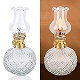 SUNOYA Petroleumlampe für Innenräume, Öllampen aus Glas - Retro Nostalgie Transparente Einstellbare Helligkeit, Winddicht Dekorative Öllampe für Wohnzimmer Esszimmer Notfalleinsatz
