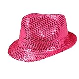 Boland - Pailletten Hut, Unisex, Disco Outfit, Accessoire, Karneval, Kostüm, Themenparty, Mottoparty, Rosa