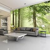 Vlies Fototapete Grüner Baum 3D Effekt 300x210 Landschaft Wald Foto Tapete Schlafzimmer Wohnzimmer Moderne XXL Wandtapete Groß Vliestapete Fototapeten Poster Wand Dekoration a-3228
