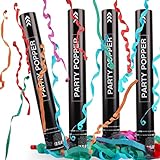 Konfettikanonen*4, Taozoey Party-Popper 40 cm, 5-8m Effekthöhe, Konfetti Kanonen, Konfetti-Shooter, Konfetti Bombe für Hochzeit, Geburtstag, Babyparty, Absolvent, Party