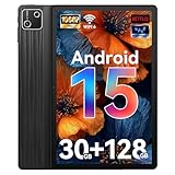 Whitedeer Tablet, Android 15 Tablet 10 Zoll mit 30GB RAM+128GB ROM, Octa Core, Widevine L1, Wi-Fi 6G/BT 5.3, 6200mAh, Computermodus unterstützt - Schwarz