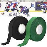DURANTEY 2 Rollen Schlägertape Eishockey Anti-Rutsch Eishockey Hockeyschläger Tape Wasserdichtes Eishockey Schläger Tape 2.5cm*25m Hockey Griffband Schwarz & Grün Hockeytape für Eishockey, Feldhockey