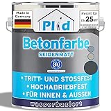 Plid® Betonfarbe Innen & Außen Frostsicher Anthrazitgrau 2,5L - Flüssigkunststoff Bodenbeschichtung - Betonfarbe Kellerboden - Bodenfarbe für Keller, Zement, Mauerwerk & Holz - Made in Germany