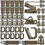 42 STÜCKE Clip Geschwindigkeit Taktische Molle Strap Attachments Für Rucksack Taktische Weste Molle Keychain D-ring Verriegelungsrohr Wasser Clip Web Dominator Schnalle Mit Elastische Kette (Braun)