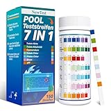 NewTest Pool Teststreifen 7-in-1-150 Streifen Poolwasser Tester pH und Chlor messen - Pool Test Messgerät für Whirlpool Spa