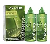 Kontaktlinsenflüssigkeit AVIZOR Alvera 2 × 350 ml im Etui. Lösung zur Reinigung und Desinfektion aller Arten von weichen Kontaktlinsen.