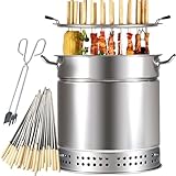 Tragbarer rauchfreier Holzkohlegrill, Edelstahlgeflecht für gleichmäßige Hitze, ideal für Camping & Grillen im Freien