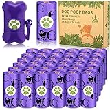Amzeeniu Hundekotbeutel 540 Tüten 36 Rollen Beutel Hundekotbeutel kot,Inklusive 1 Spender,tropfsichere Hundetüten,Dog Poo Bags15 Beutel pro Rolle Leicht Abzureißen Violett Corgi-Muster Hundetüten