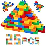 HIUME Große Klassische Bausteine-Set, 25 Teile Steine in 5 Farben, Kompatibel mit Duplo und Top-Marken Baustein - Ideal für Kinder ab 2, 3, 4, 5 Jahren.