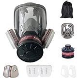 Gasmaske Vollmaske,Vollmaske Atemschutzmaske Staub Survival Nuklear und Chemie mit Aktivkohlefilter,Staubmasken Atemschutz Feinstaub für Gase Dämpfe, Chemikalien (MS80-Vollgesichts Atemschutzmaske)