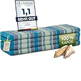 Nachhaltige Klappmatratze Kapok XXL - 200x140x8cm - extrabreite Gästematratze, Faltbare Matratze doppel, ökologische Yogamatte, Gästebett klappbar, Liege Garten Balkon (Hellblau)