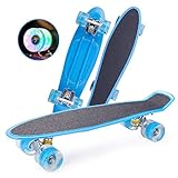 N/T 22 Zoll Cruiser Skateboard Retro Komplettboard Cruiser-Board Mit LED Leuchtrollen Retro Skate Board Für Erwachsene Kinder Jungen Mädchen