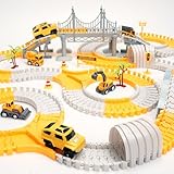 329 Stück Rennbahn-Set für Kleinkinder, Auto-Spielzeug, Flexible Autospuren mit 6 Autos, Geschenke für Kinder 3 4 5 6 Jahre alt Jungen Mädchen