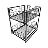 KD Essentials – Spülschrank Organizer – robustes Vollmetall, 2 Etagen (Küchenschrank-Regal für mehr Ordnung unter der Spüle oder im Putzmittelschrank, mit zwei Schubladen, einfacher Aufbau, stapelbar)