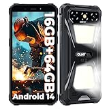 OUKITEL G5 Outdoor Handy - Android 14 Outdoor Smartphone Ohne Vertrag mit Doppel-Campinglicht, 6.0” HD,6300mAh,16GB + 64GB/1TB,13MP+5MP Kamera,IP68 Wasserdicht, Dual SIM/GPS/OTG/Face ID/BT5.0, Schwarz