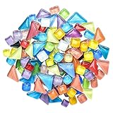 Cabilock Mosaiksteine Bunte Glasfliesen zum Basteln DIY Kreativprojekte Quadratisch Flach Rückseite Sicher für Deko Uhren Vasen Schmuck und Outdoor Anwendungen