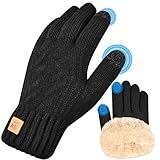 SELBATON Winter warme Handschuhe mit Fleece-Futter stricken weiche Touchscreen warme gestreckte Handschuhe Outdoor Fahren Radfahren Schreiben Angeln Laufen Skifahren für Männer und Frauen