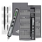 KUNLUN Mini Elektro Schraubendreher Set 70 in 1 mit 64 Magnetischen Bits 5 Gänge Drehmoment LED Bildschirm Magnetische Präzision Elektro Schraubendreher für Phone, Laptop, Brillen, Uhren, Brille