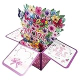 POP -UP Bouquet Floral Bouquet - 3D musikalischer Lichtstrauß | Geburtstagskarte, Muttertagskarte, Danksagung, Notizkarte mit Umschlag