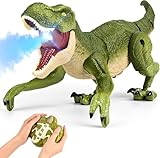 Gerbala LED Ferngesteuertes Dinosaurier Spielzeug, 2.4 GHz RC T-rex Dinosaurier Spielzeug mit Sprühen, Lichtern und Brüllen, Weihnachts- und Geburtstagsgeschenke für Kinder im Alter von 3-12 Jahren