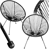 tectake® 2er Set Stuhl Acapulco Design, Gartenstuhl, Gartenstühle im Retro Design, Indoor und Outdoor Sessel für Garten, Wintergarten, als Terrassenstühle oder Balkon Sessel - schwarz