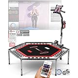 Sportstech HTX100 Trampolin, klappbar | Deutsche Qualitätsmarke | Fitness Trampolin mit Haltegriff | Indoor Jumping für Kinder und Erwachsene | TÜV/GS, Sprungzähler, APP (HTX100 schwarz)