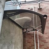 Metallmarkise für Türen, 120 x 200 cm, Kristall-Polycarbonat-Türvordach, Fenster, Aluminiumhalterung, Garage, Balkon, Außendach, Braun