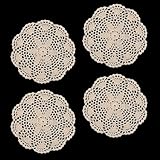4 Stück Gestickte Tischläufer Vintage Häkel Deckchen Beige Spitzendeckchen Rund Baumwolle Spitze Tischsets 20 cm Gestrickte Tischdecke Kleine Häkeln Handgemacht Untersetzer für Küche Esszimmer,20cm