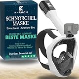 Khroom Schnorchelmaske Erwachsene Vollmaske | In Höhle der Löwen vorgestellt | Unsere Beste CO2 sichere Tauchermaske Seaview Pro zum Schnorcheln | Vollgesichtsmaske Schnorchelmaske (L/XL, Weiß)