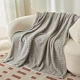 Kuscheldecke 150x200cm, Flauschig Decke, Weiche Waffelpique Tagesdecke,knitterarme und atmungsaktive Kuscheldecke Wohndecken, Überwurf für Sofa Seesel Bett, 100% Polyester 400gsm (Grau, 100x150cm)