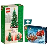 Lego Weihnacht-Set 2024 | Weihnachtsbaum (40573) + Schlitten des Weihnachtsmanns (40499) | Lego Weihnachten Bundle mit Santa Claus, Rentier und Tannenbaum
