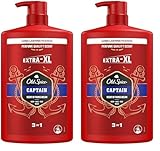 Old Spice Captain 3-in-1 Duschgel für Haar, Gesicht und Körper 1000 ml, langanhaltende Frische, Duft in Parfumqualität, Tiefenreinigung (Packung mit 2)